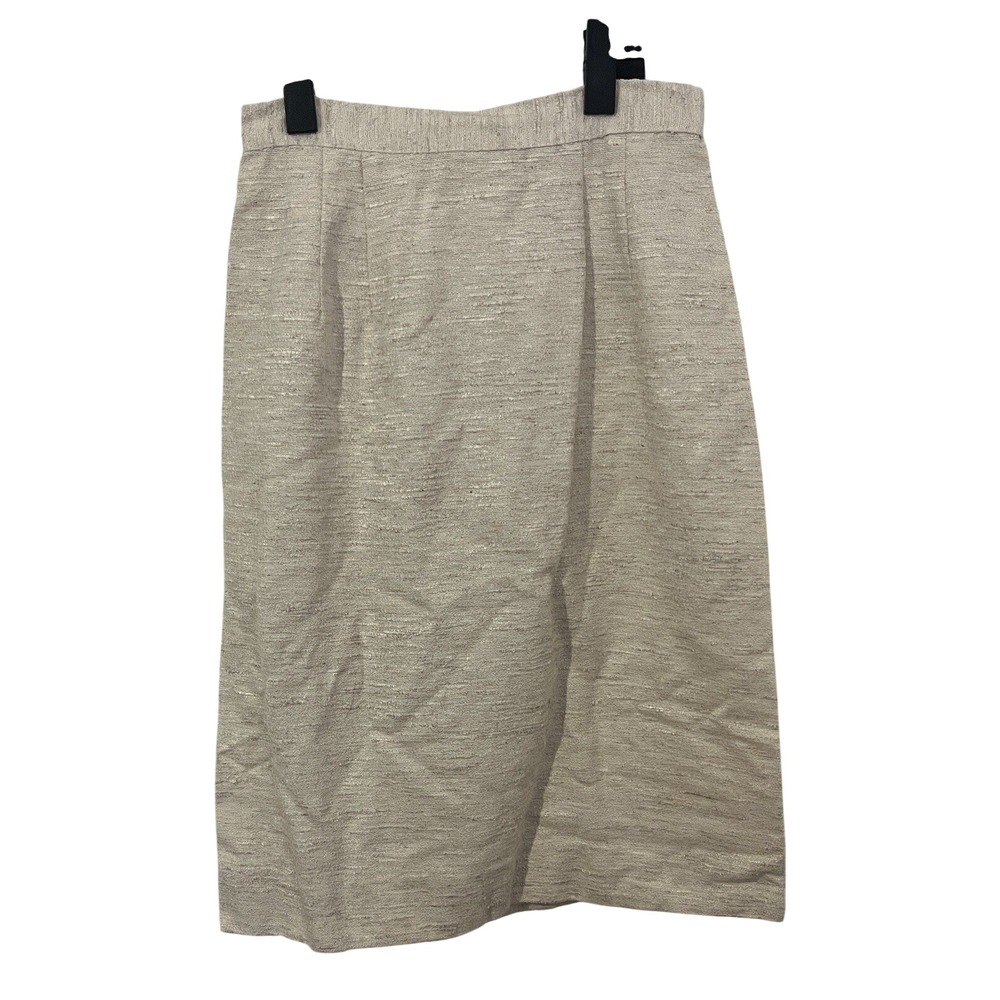Vintage ILGWU Wool Style Pencil Skirt Oatmeal Beige High Waisted Midi Size 2